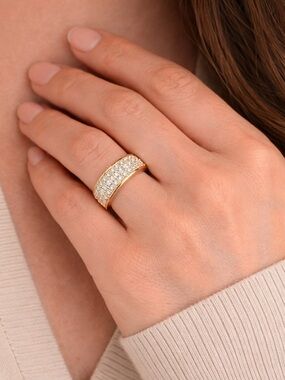 Milor Gold Pavé Crystal Wide Band Ring